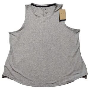 NIKE ONE Women Plus 1X Particle Gray DRI-FIT Luxe Tank Top NEW DN2346